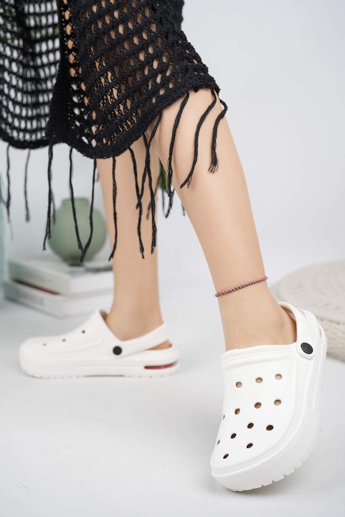 Modafrato AIR-CRX Kapalı Unisex Terlik Sandalet Suya Dayanıklı Hastane Doktor Hemşire Terliği Beyaz