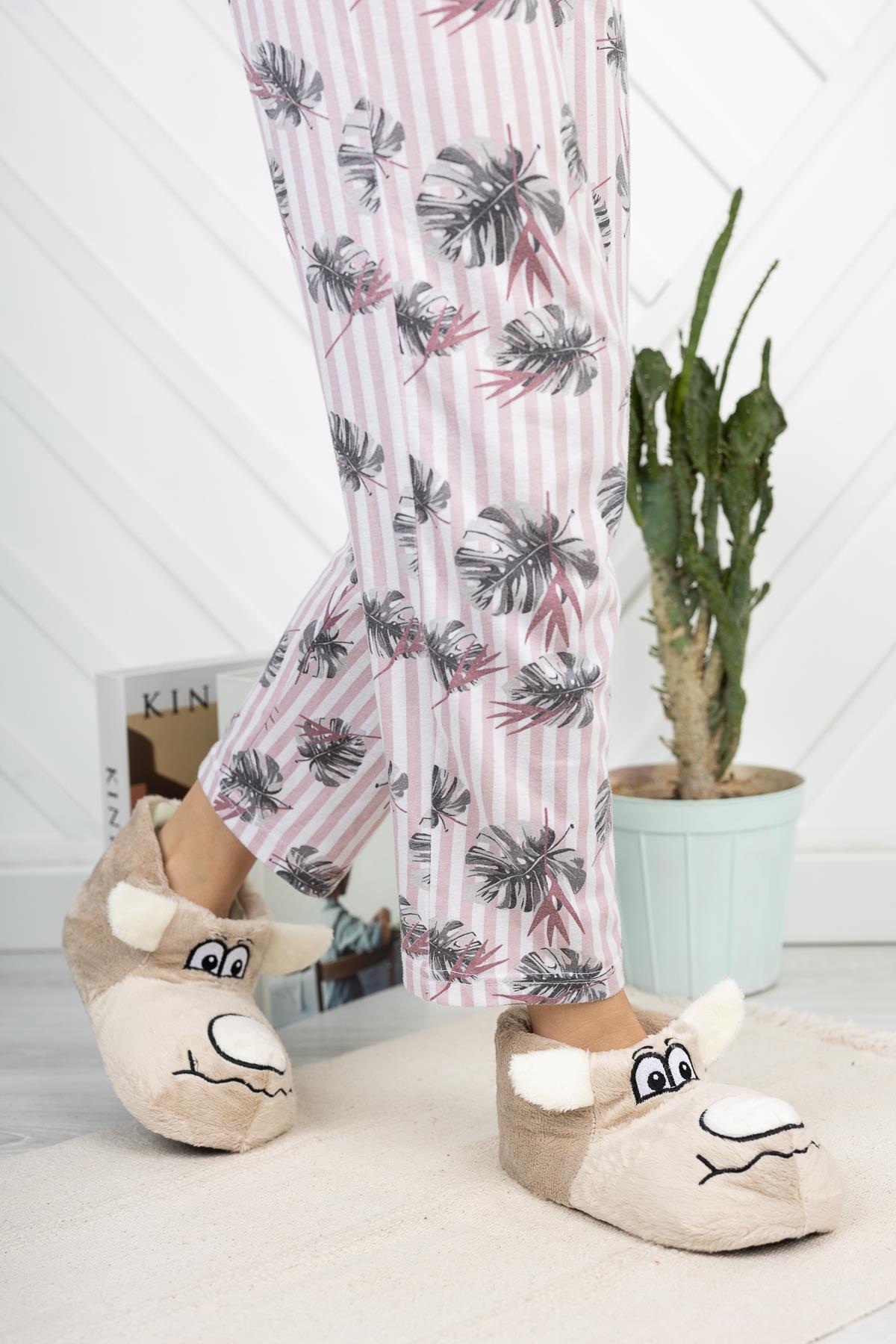 Modafrato CC-82 Unisex Hayvanlı Panduf Taraftar Peluş Bej