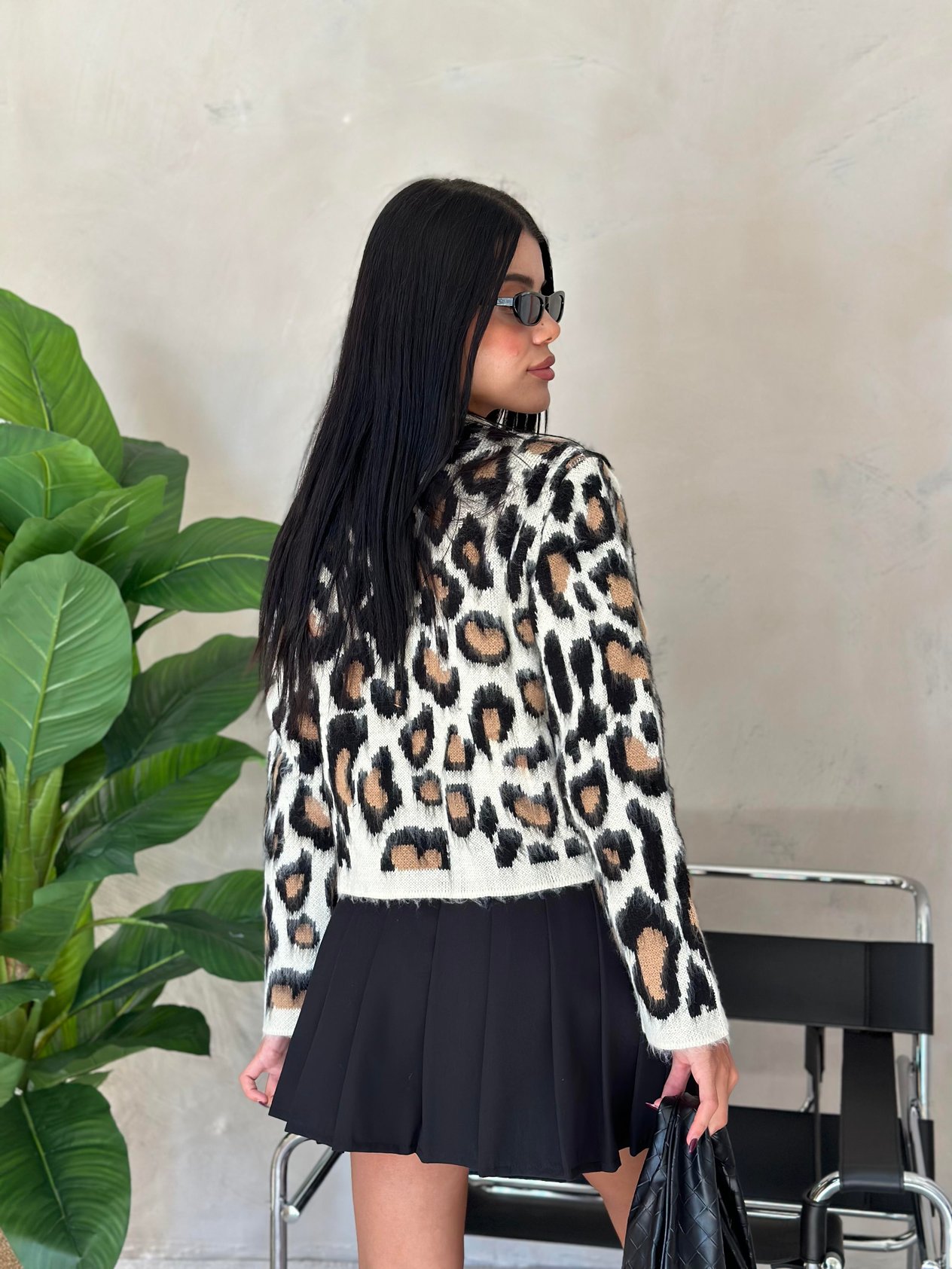 Cara Leopar Hırka Bej
