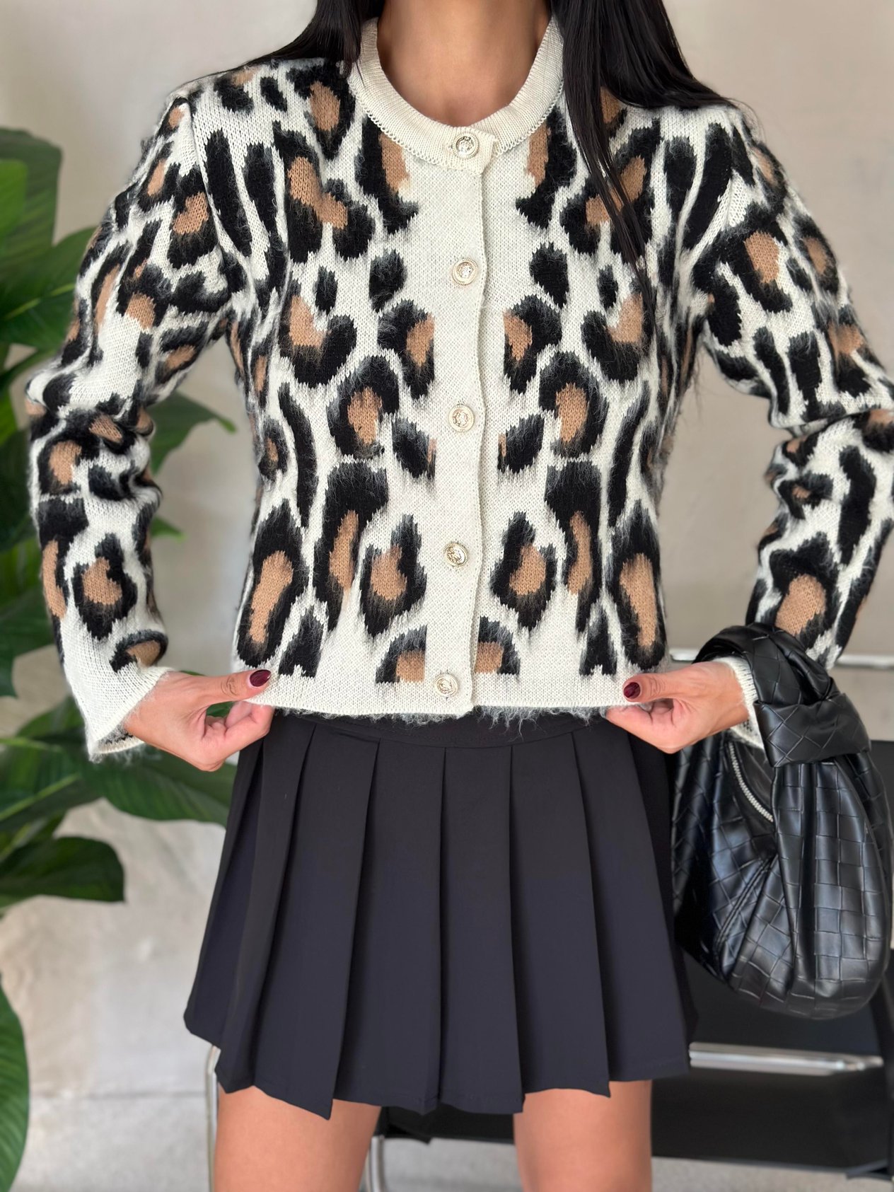 Cara Leopar Hırka Bej