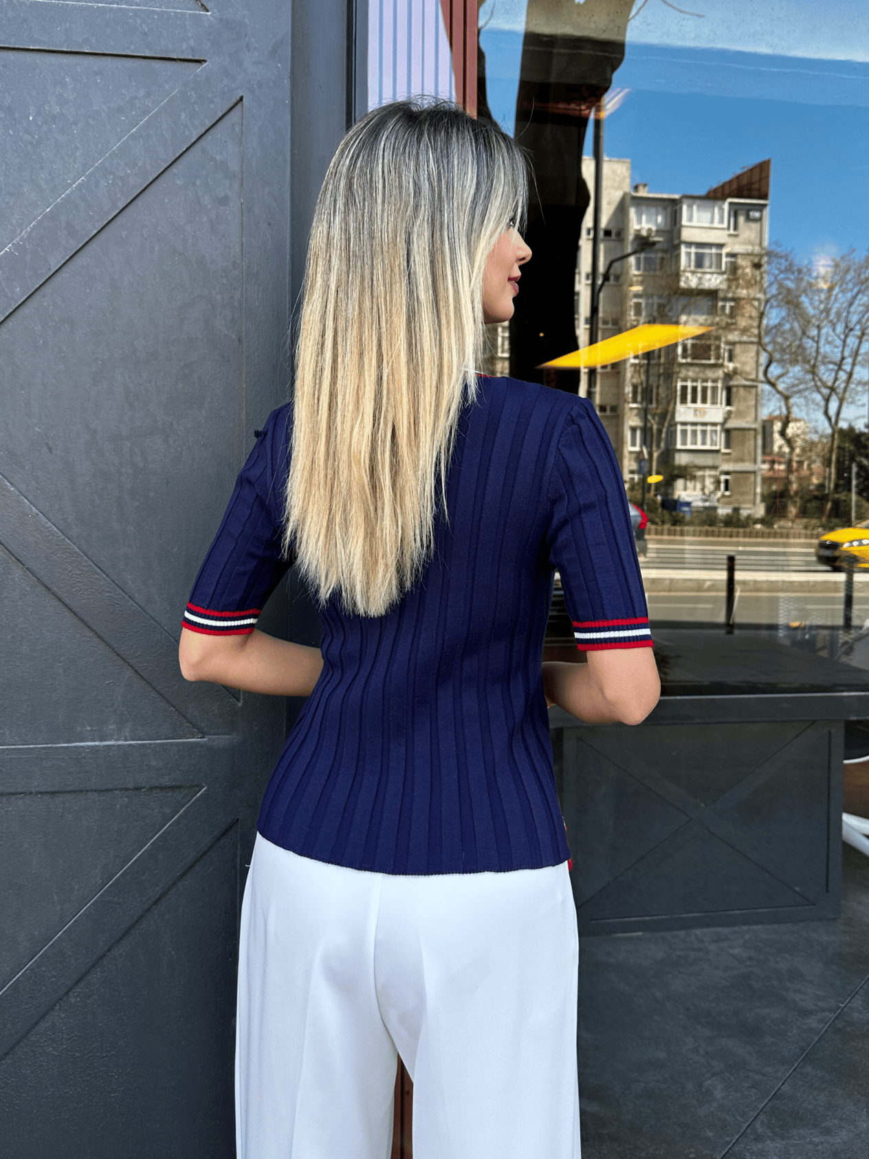 Miu Triko T-shirt Lacivert