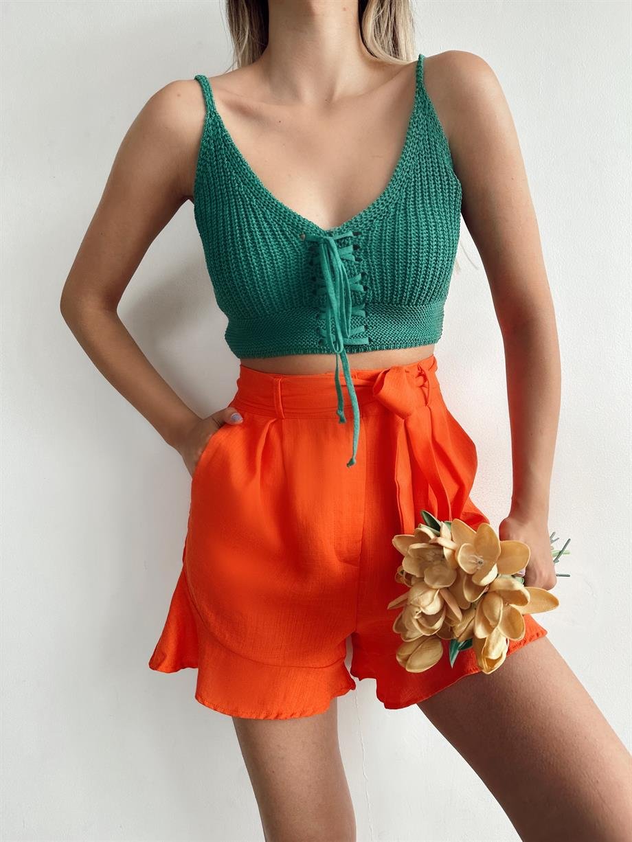 Ön Çapraz Triko Crop Benetton
