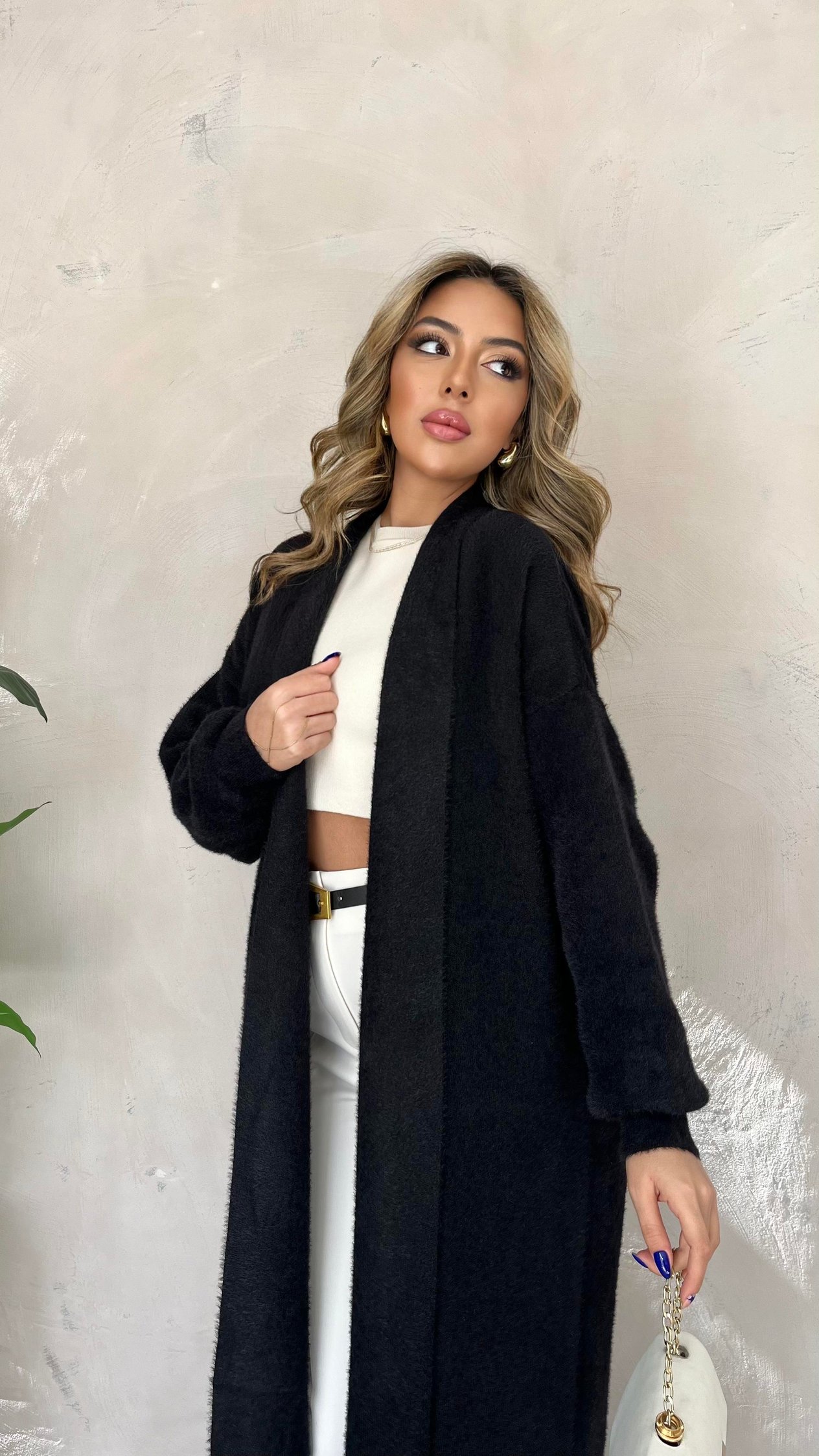 Uzun Triko Hırka Siyah