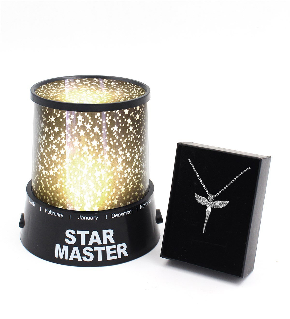 Star Master Yıldız Yansımalı Gece Lambası & Gümüş Kaplama Melek Kolye
