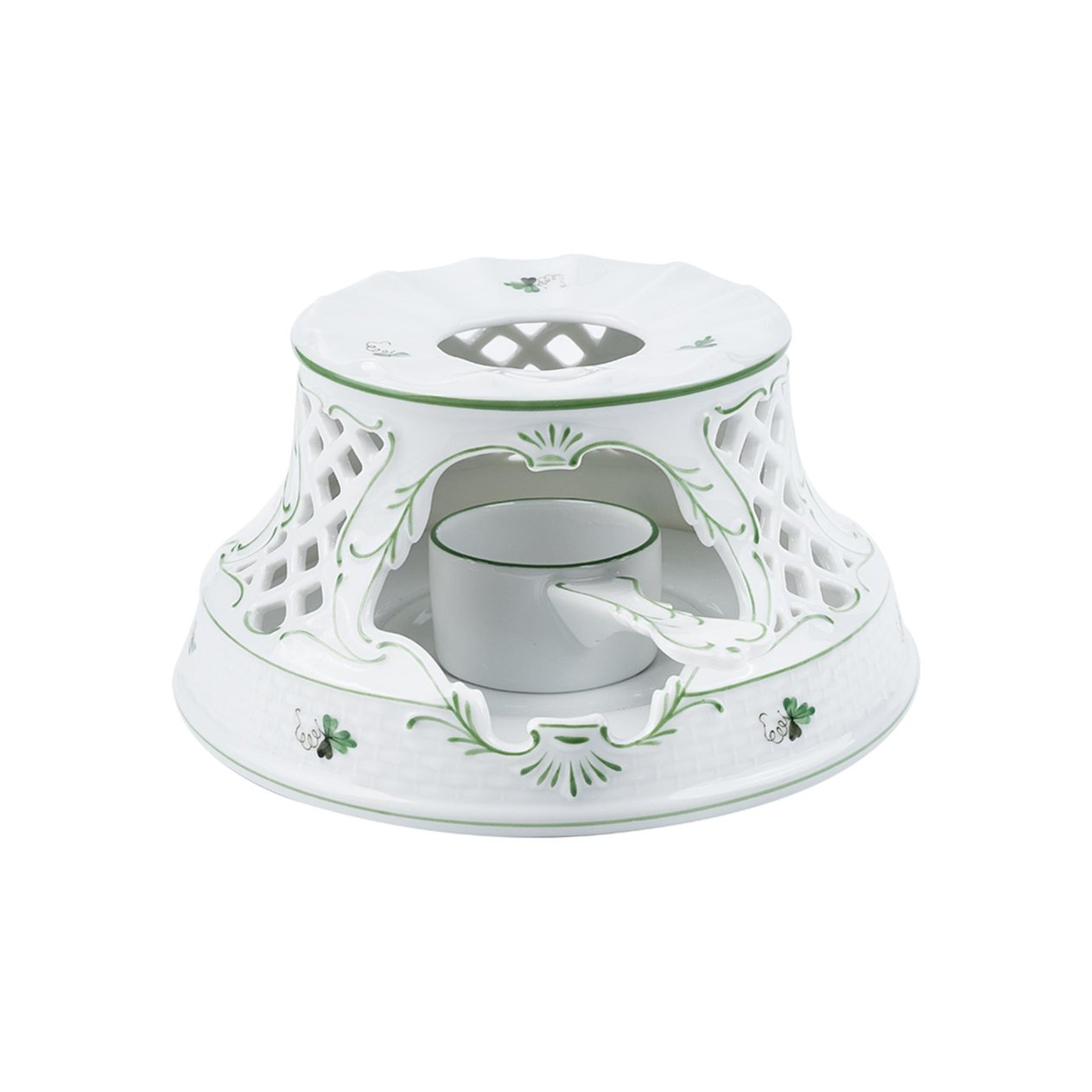 HEREND Tea Warmer Vienna Rose Green Striped Pink Rose