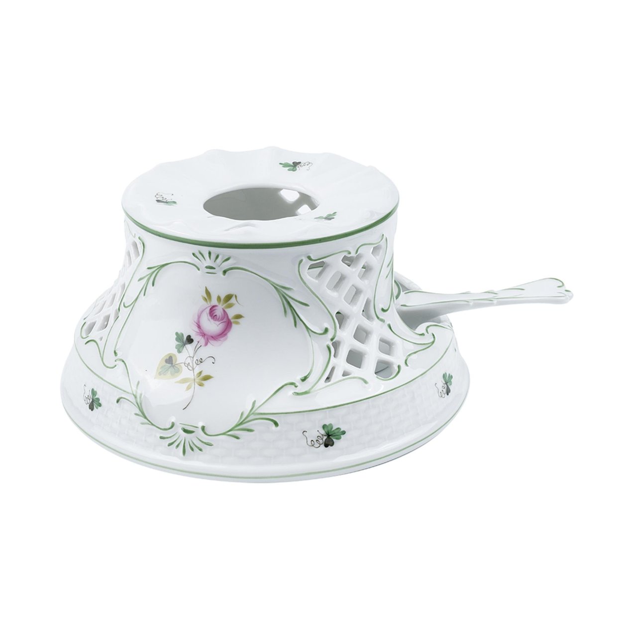HEREND Tea Warmer Vienna Rose Green Striped Pink Rose
