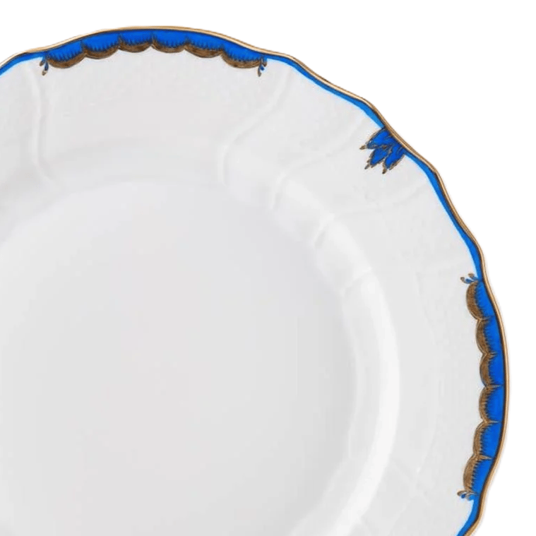 HEREND Yemek Servis Tabağı 25,5cm Prenses Queen Victoria Koyu Mavi Kenar