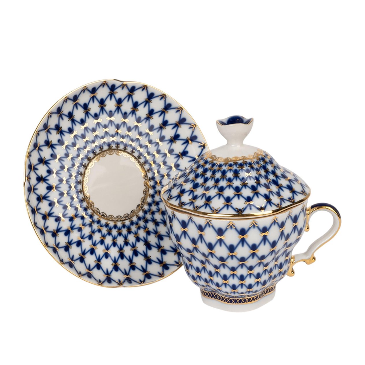 IMPERIAL PORCELAIN Kapaklı Çay Fincanı 250 ml Cobalt net Mavi