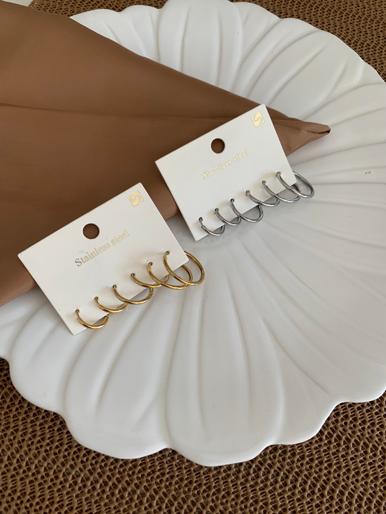 Çelik 6 lı Oval Halka Set Küpe