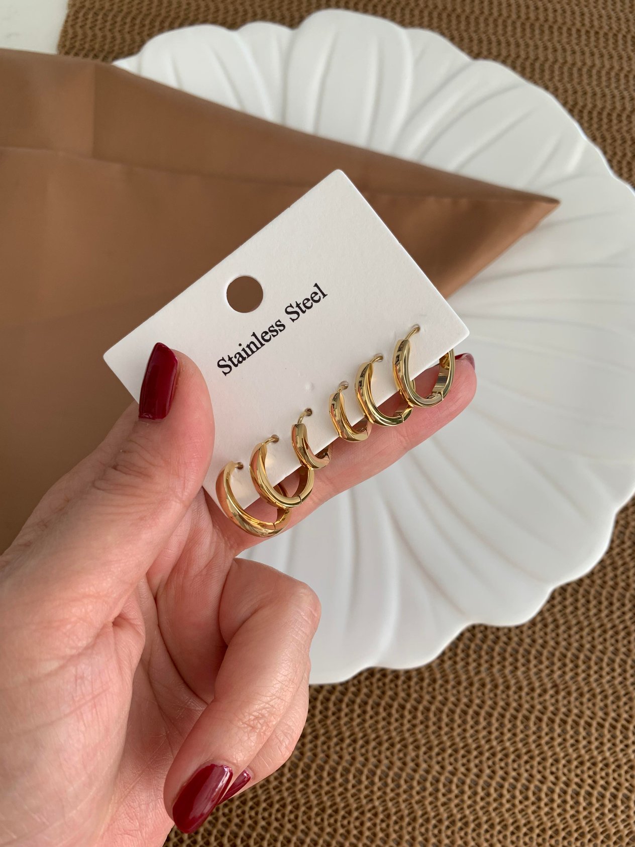 Çelik Gold 6 Lı Bombeli Halka Set Küpe