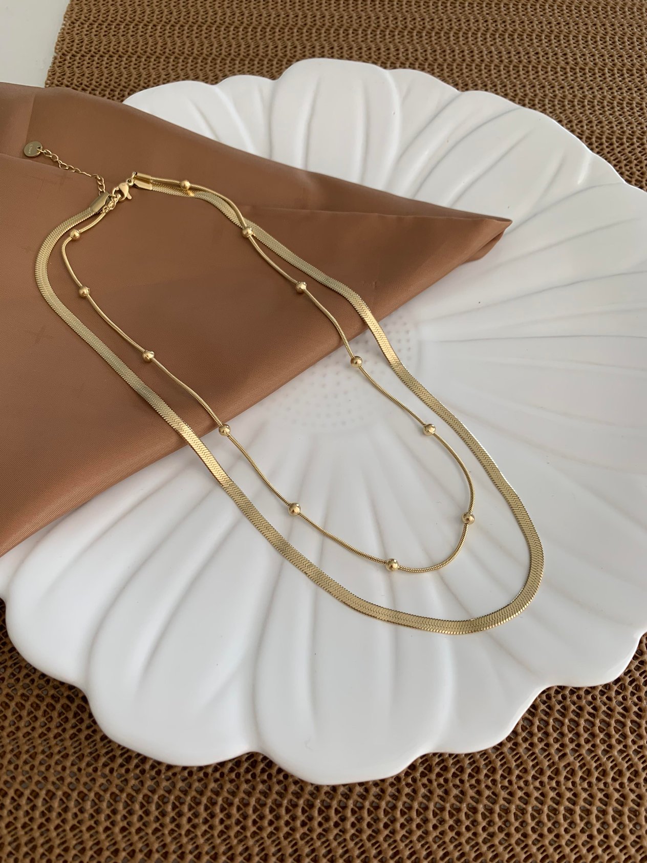 Çelik Gold İkili İtalyan Topçuklu Kolye
