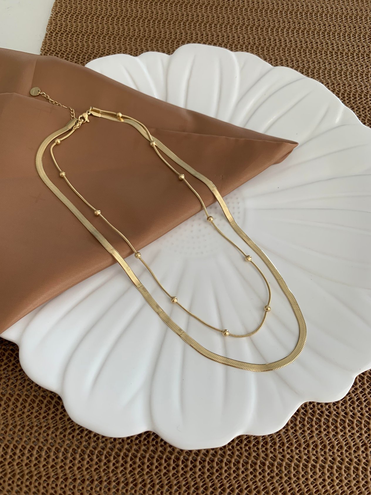 Çelik Gold İkili İtalyan Topçuklu Kolye