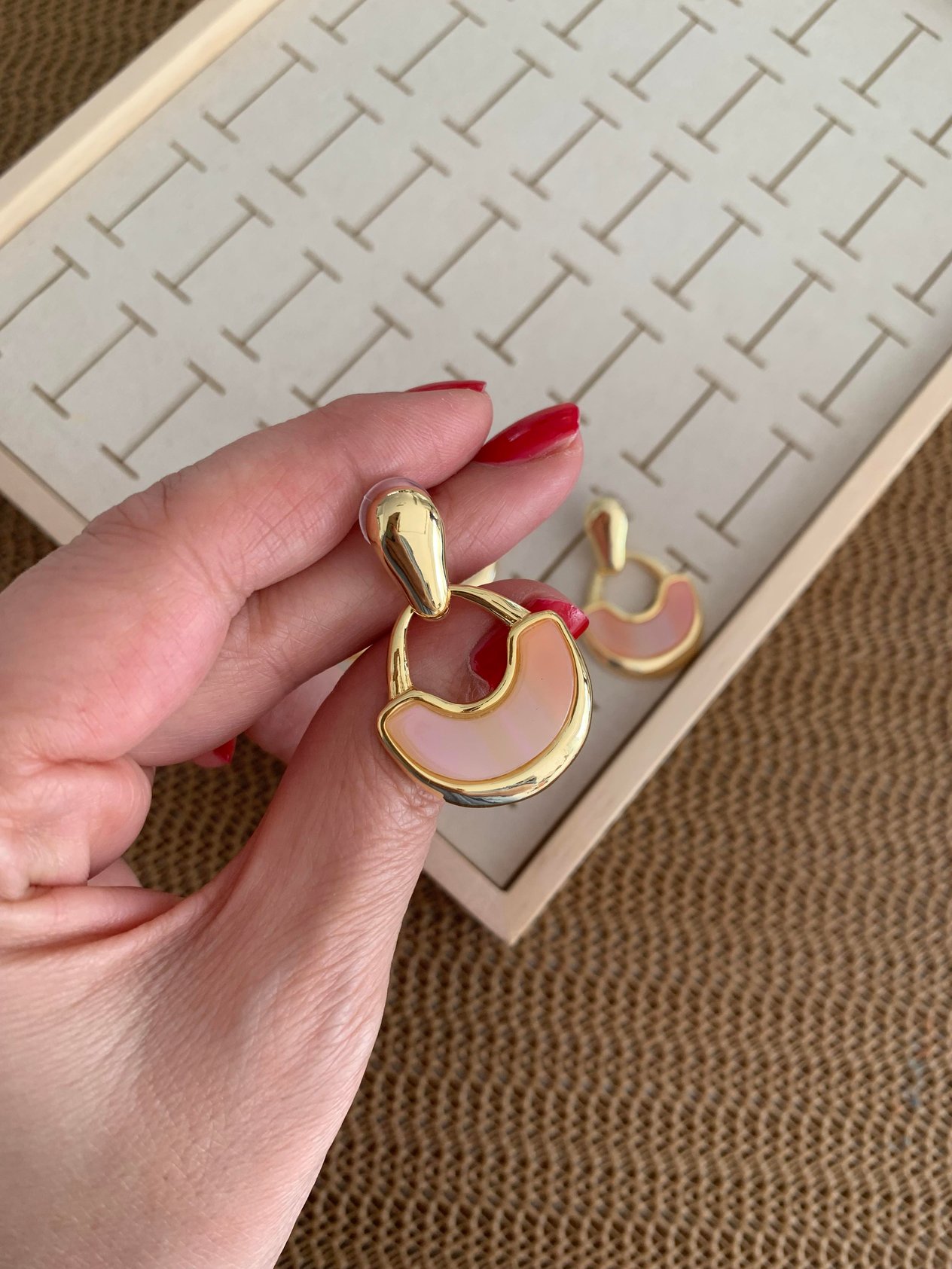 Özel Seri Gold Damla Renkli Sepet Küpe