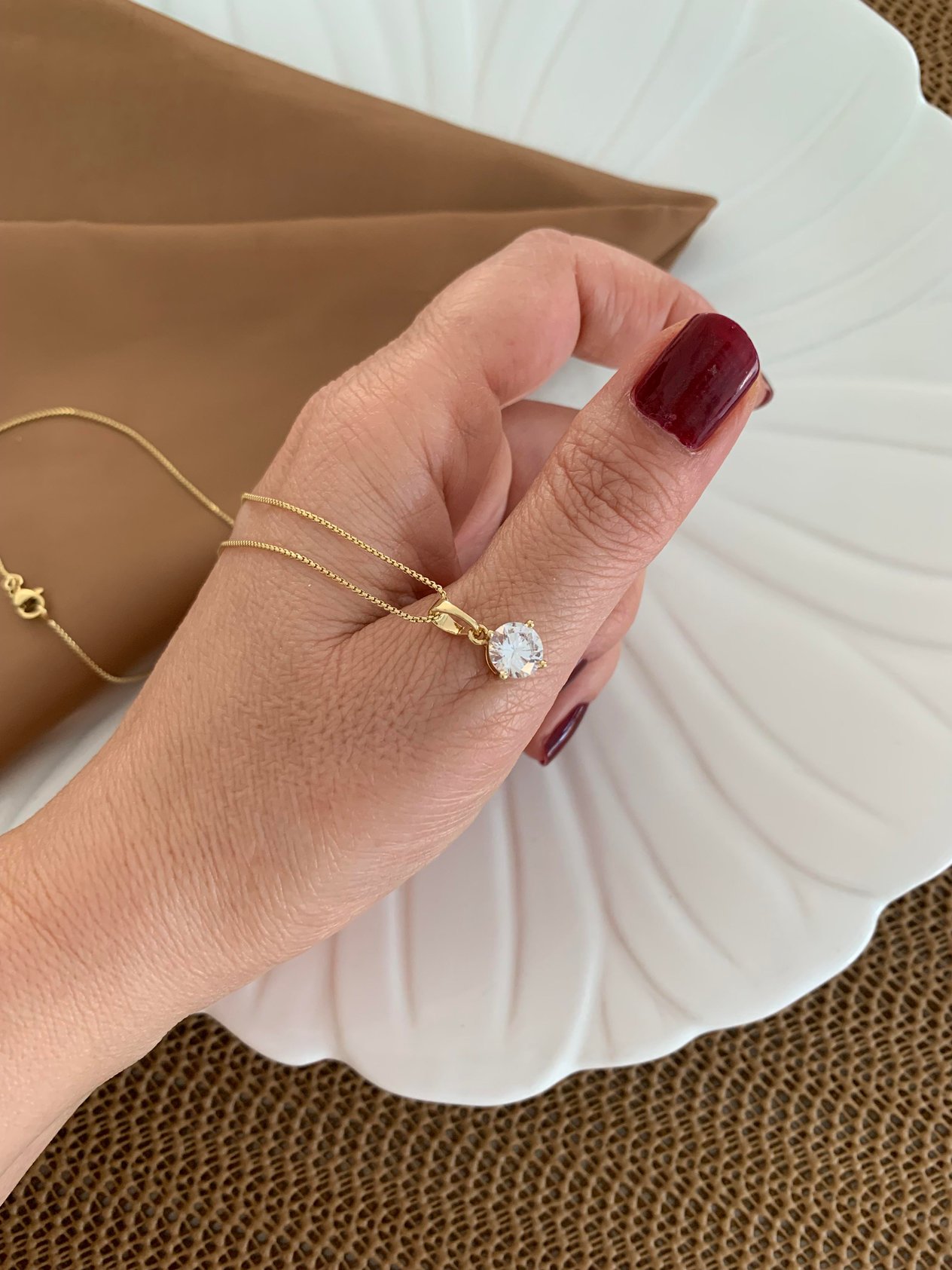 Vip 14k İnce Zincirli Tek Taş Kolye