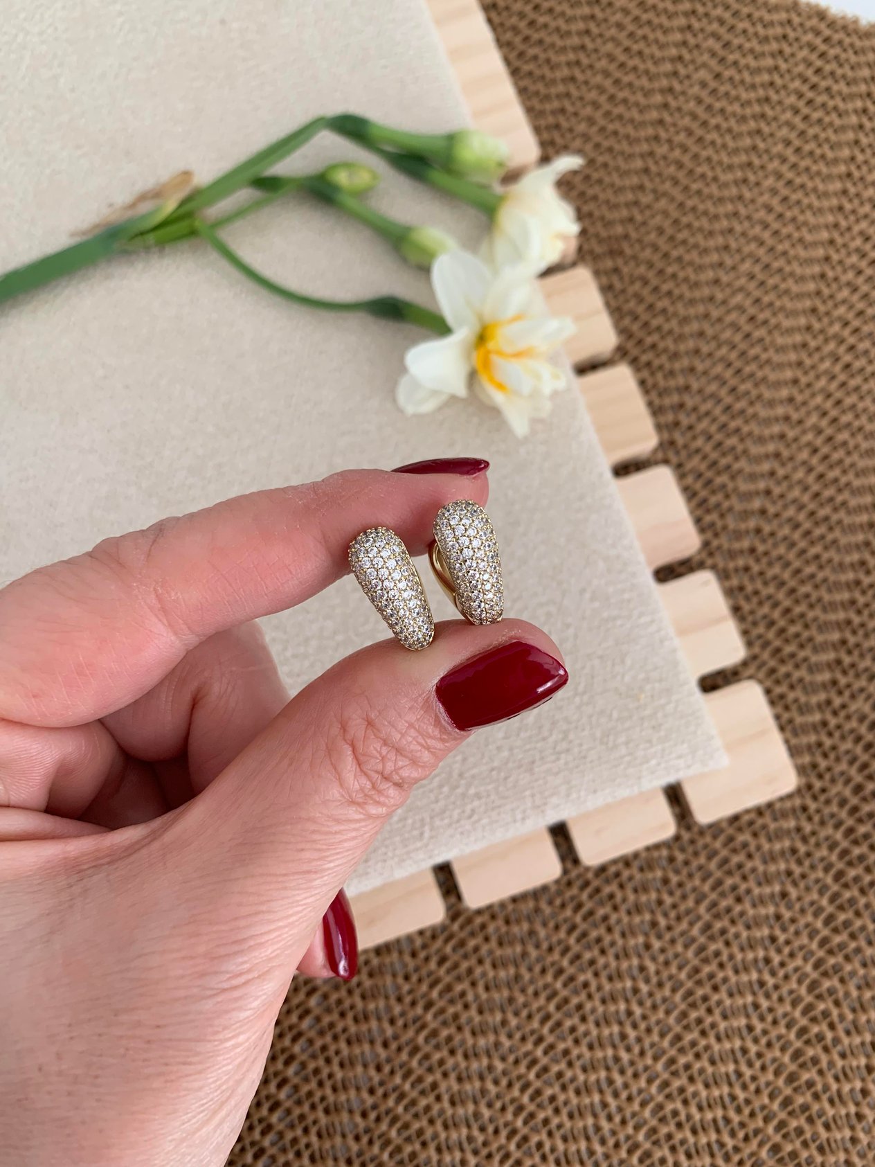 Vip 14k Zirkon Taşlı Duble Mini Kalp Küpe 