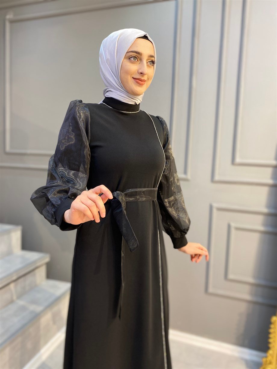 NEVON 4180 Organze Detaylı Taş İşlemeli Abiye Ebise