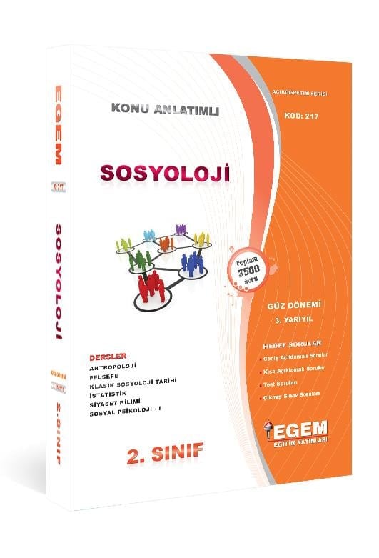 AÖF 2.Sınıf Sosyoloji Güz Dönemi 3. Yarıyıl Tüm Dersler Konu Anlatımlı Soru Bankası
