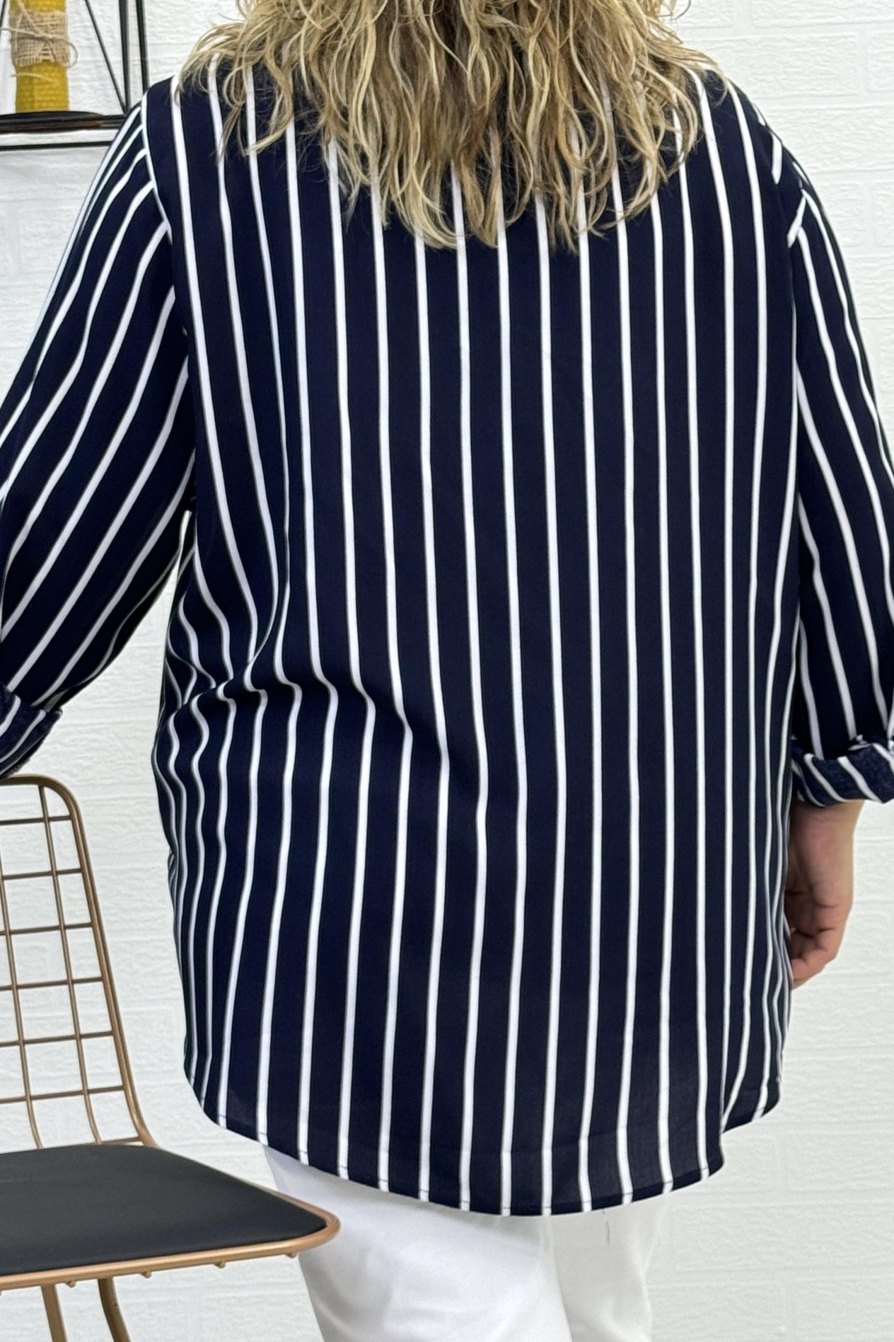 EKSTRA BÜYÜK BEDEN ÇİZGİLİ DESEN ZARA PAMUKLU KADIN GÖMLEK
