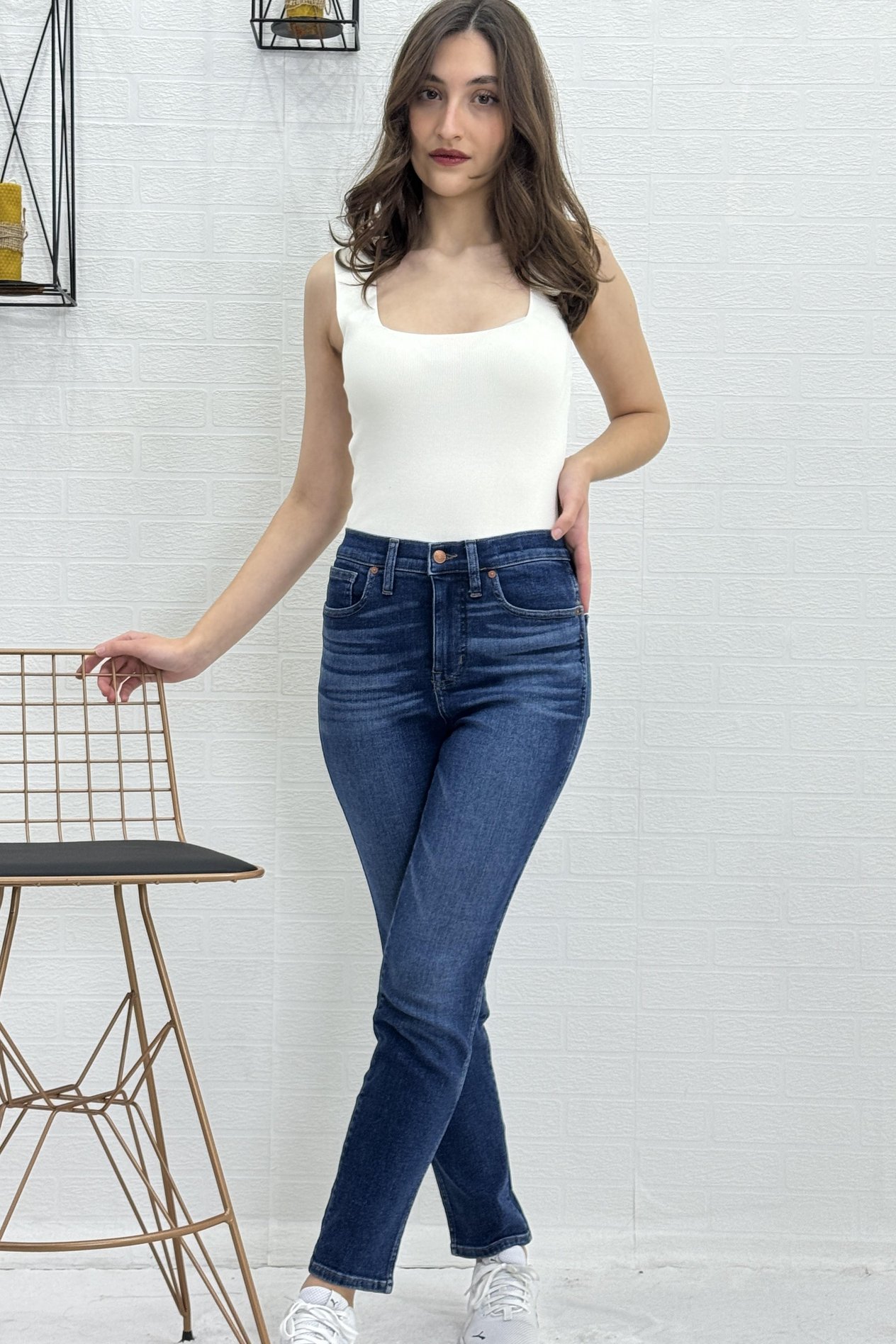 YÜKSEK BEL FUL LİKRALI DAR PAÇA MOM JEANS KADIN KOT PANTOLON