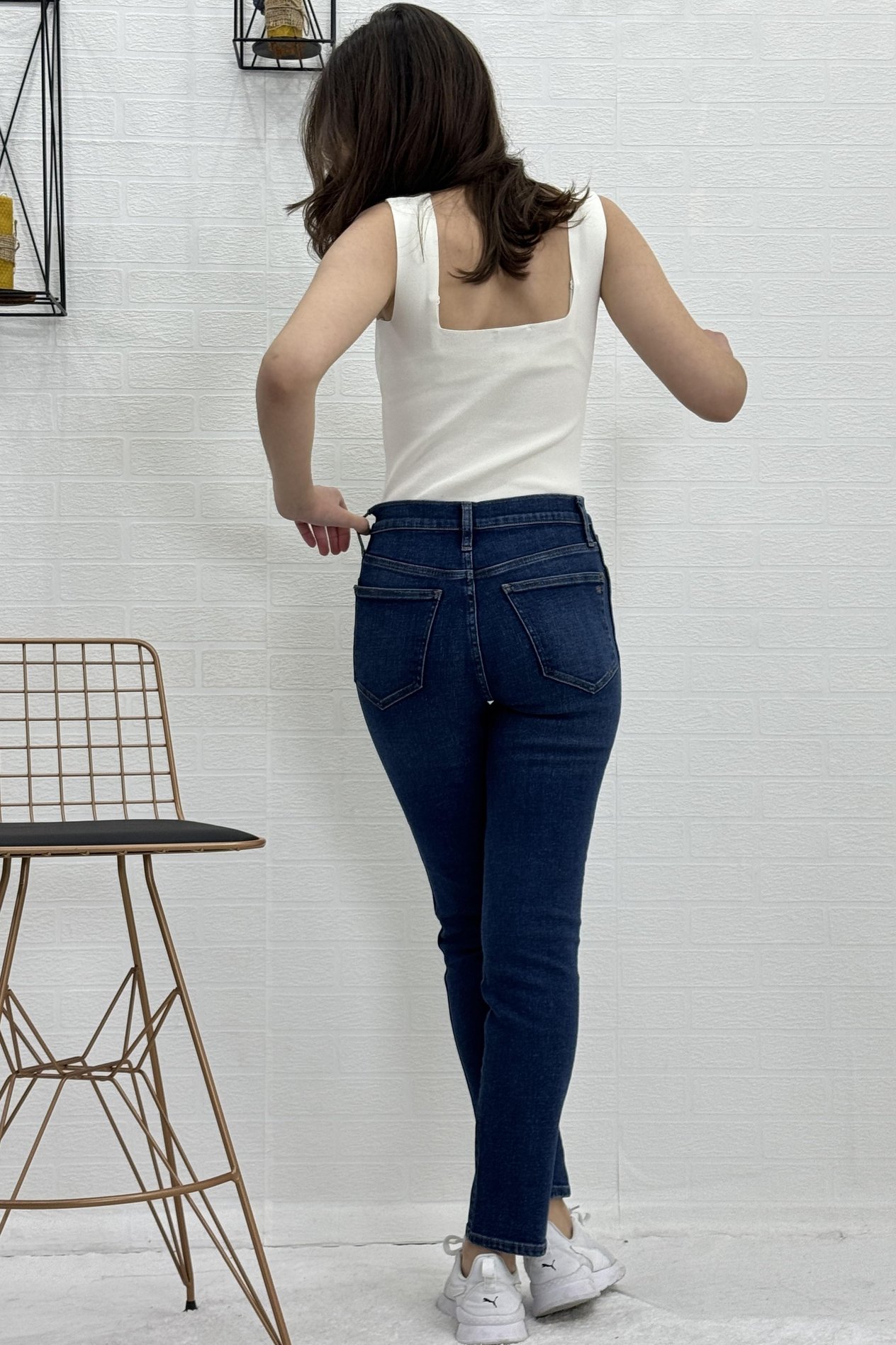 YÜKSEK BEL FUL LİKRALI DAR PAÇA MOM JEANS KADIN KOT PANTOLON