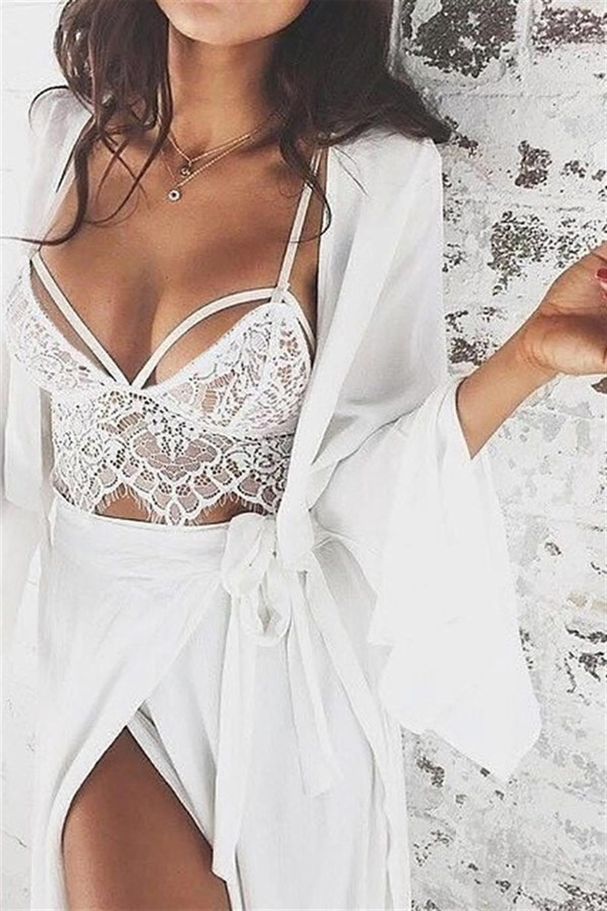 İp Detaylı Dantel Bralet
