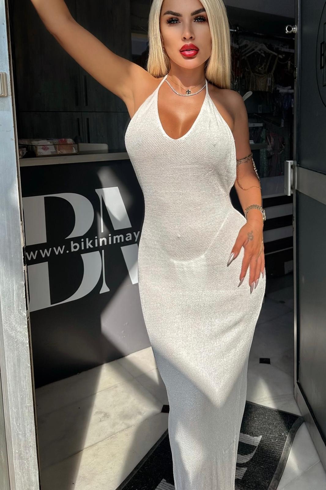 Sırtı Açık Örme Elbise
