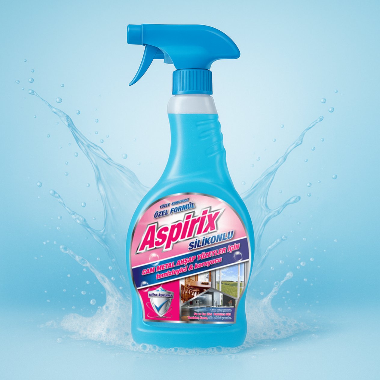 Aspirix Silikonlu Cam Metal Ahşap Yüzey Temizleyici 750 ml