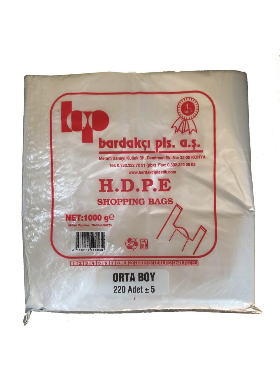 Bardakçı Orta Boy Market Poşeti Beyaz 220