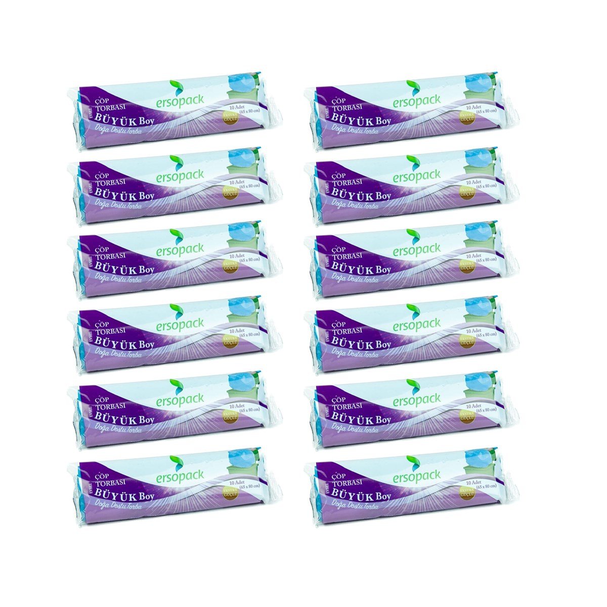 Ersopack Evsel 65x80cm Çöp Torbası Mavi - 12 Rulo