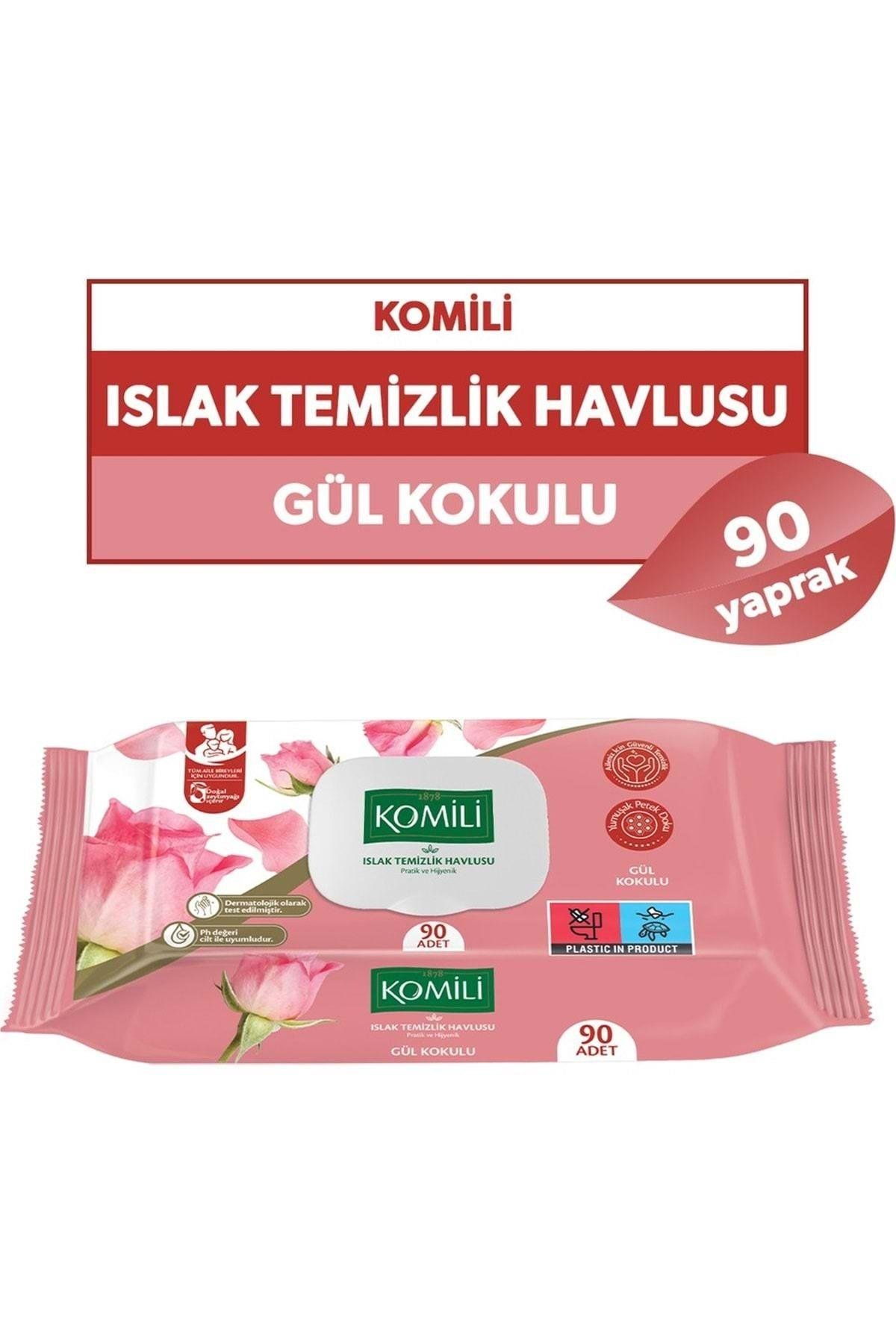 Komili Islak Havlu Mendil 90 Yaprak Gül Kokulu Pratik Kapaklı