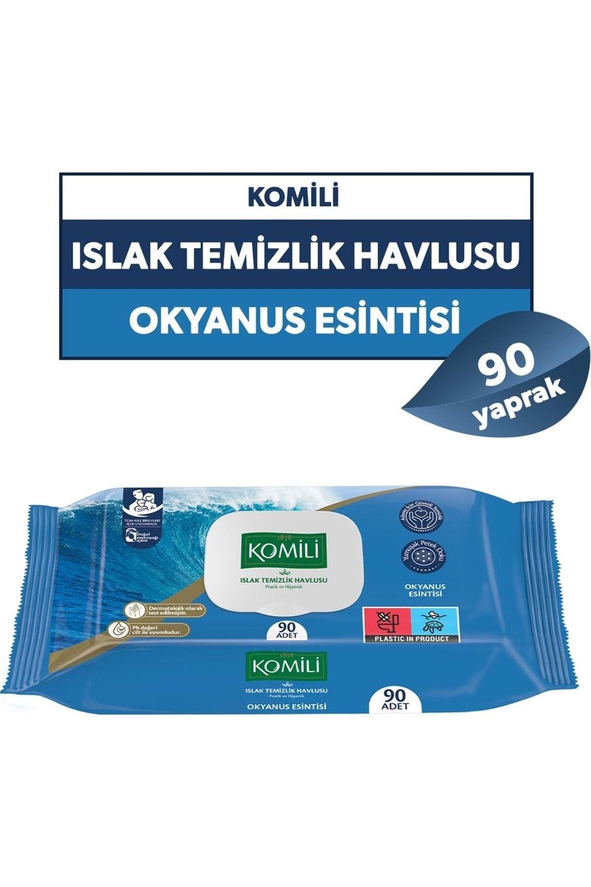 Komili Islak Havlu Mendil 90 Yaprak Okyanus Esintisi Pratik Kapaklı