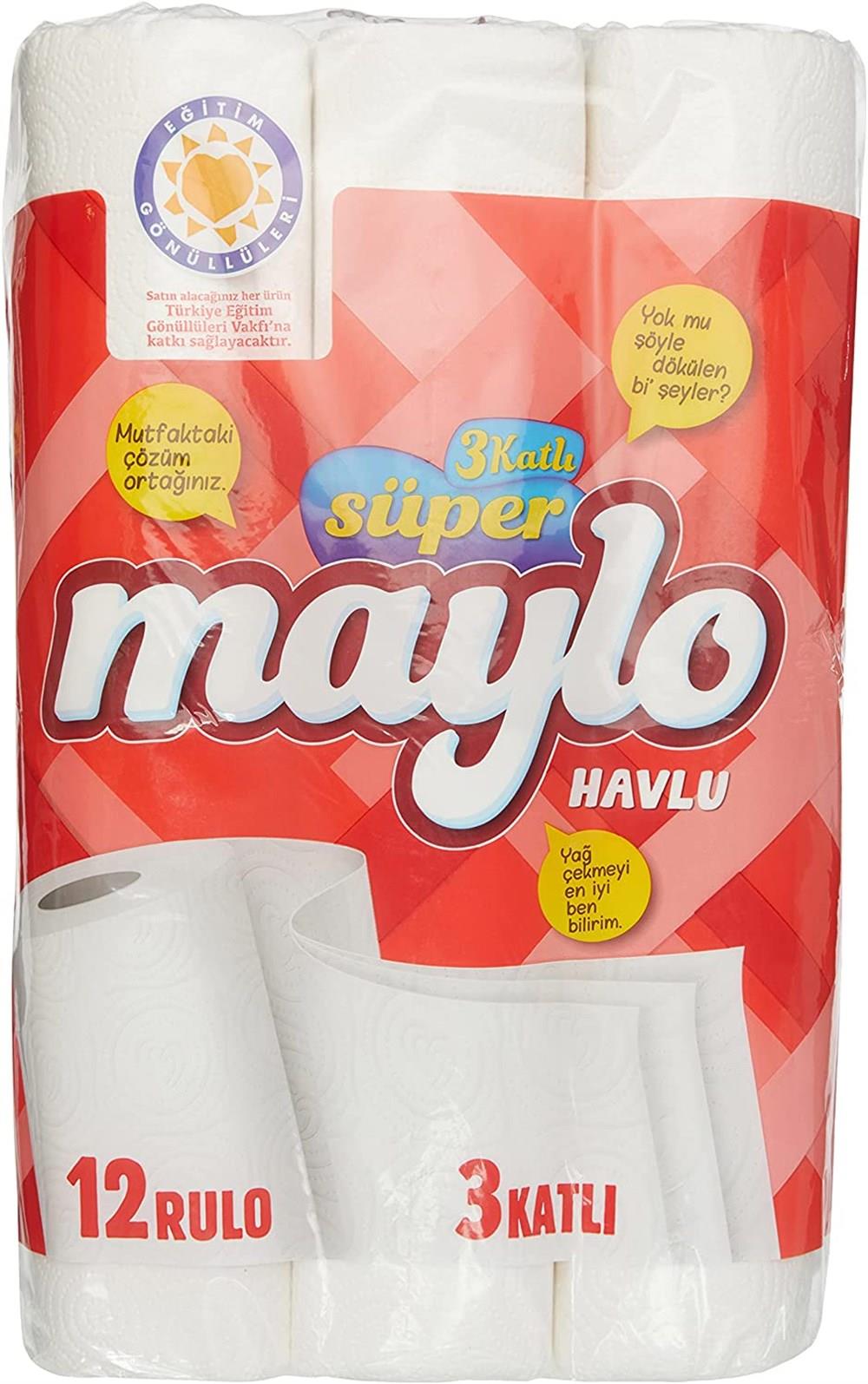 Maylo 3 Katlı Rulo Havlu 12 Rulo