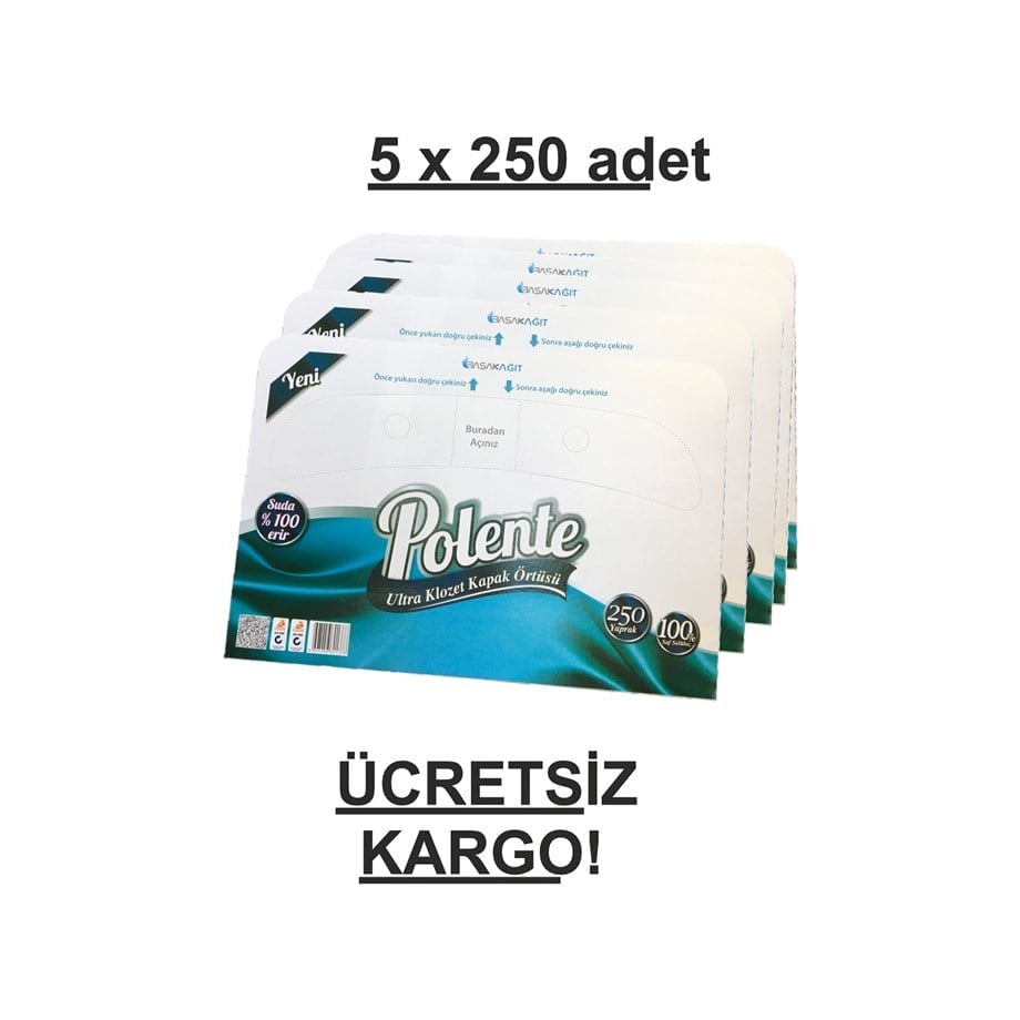 Polente Klozet Kapak Örtüsü 250 li x 5 Adet