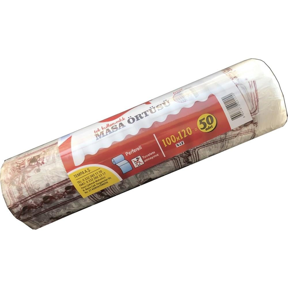 Self Tek Kullanımlık Naylon Masa Örtüsü 100x120 cm 50 Li