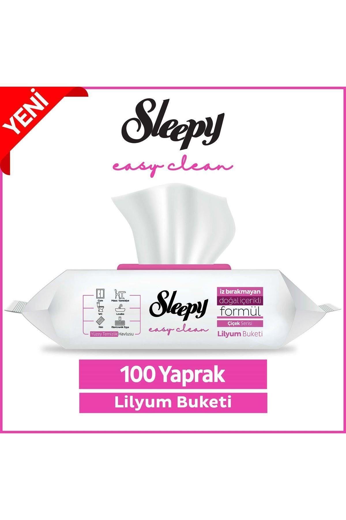 Sleepy Easy Clean Lilyum Buketi Yüzey Temizlik Havlusu & mendili 100 Yaprak