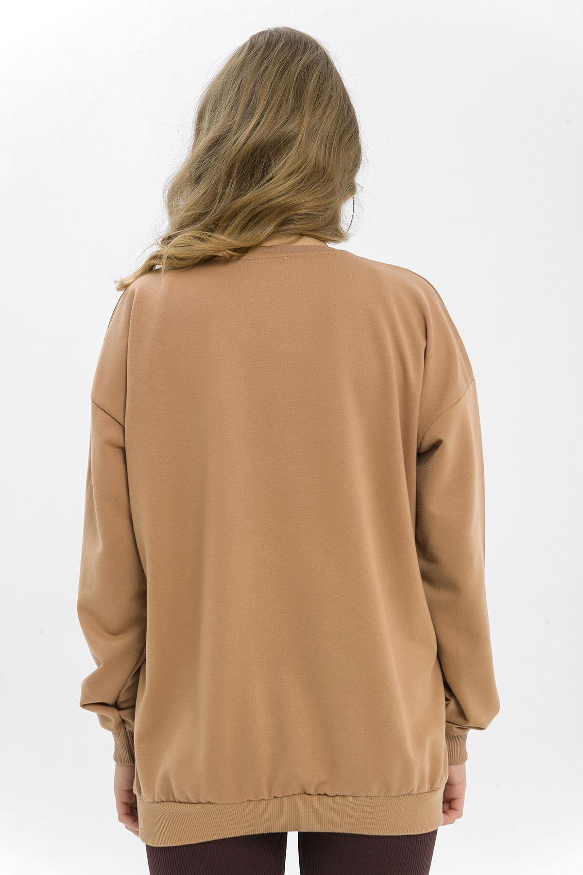 Kadın Önü Baskı Detaylı Oversize Sweatshirt