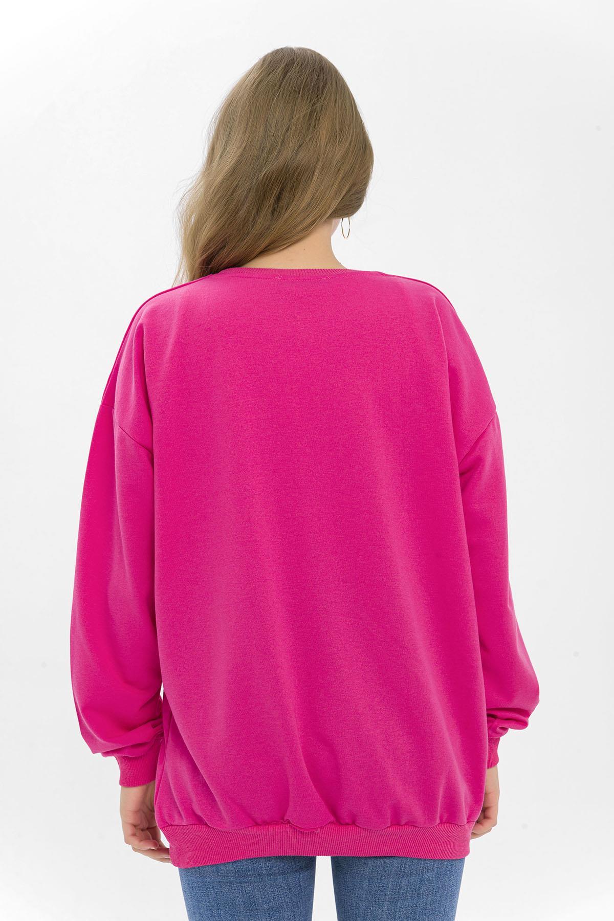 Kadın Önü Baskı Detaylı Oversize Sweatshirt