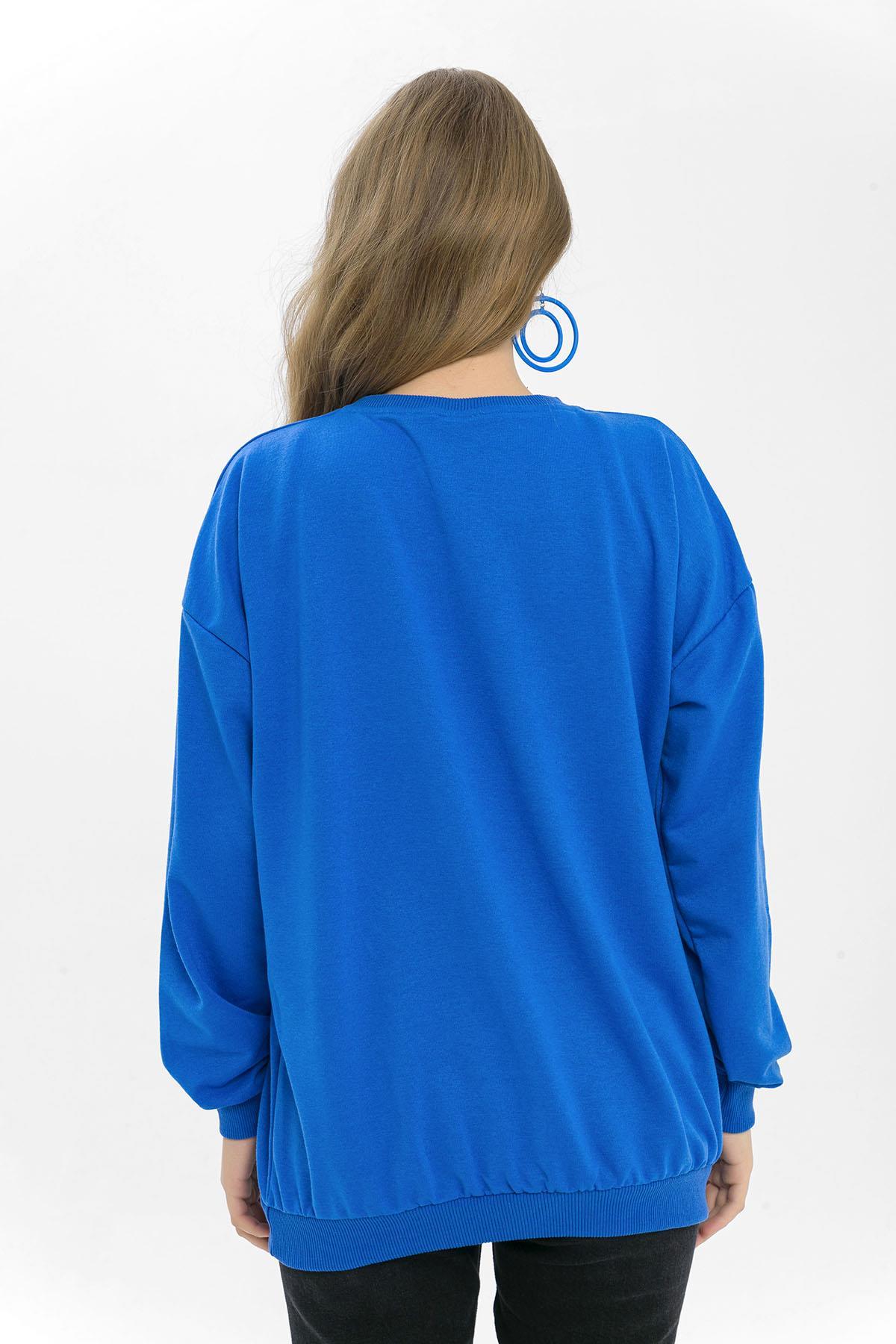 Kadın Önü Baskı Detaylı Oversize Sweatshirt