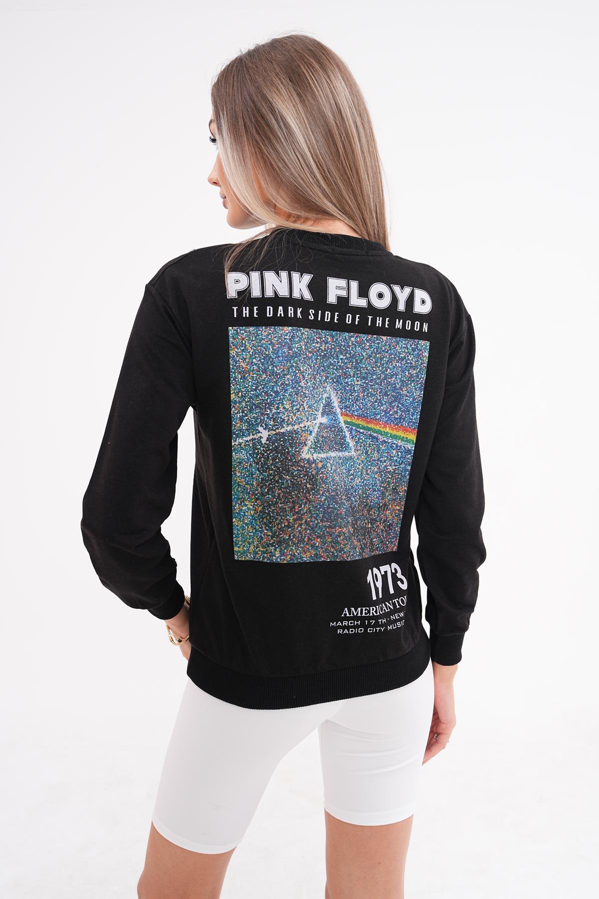 Kadın Sırt Baskı Detaylı Bisiklet Yaka İki İplik Sweatshirt 245277 -