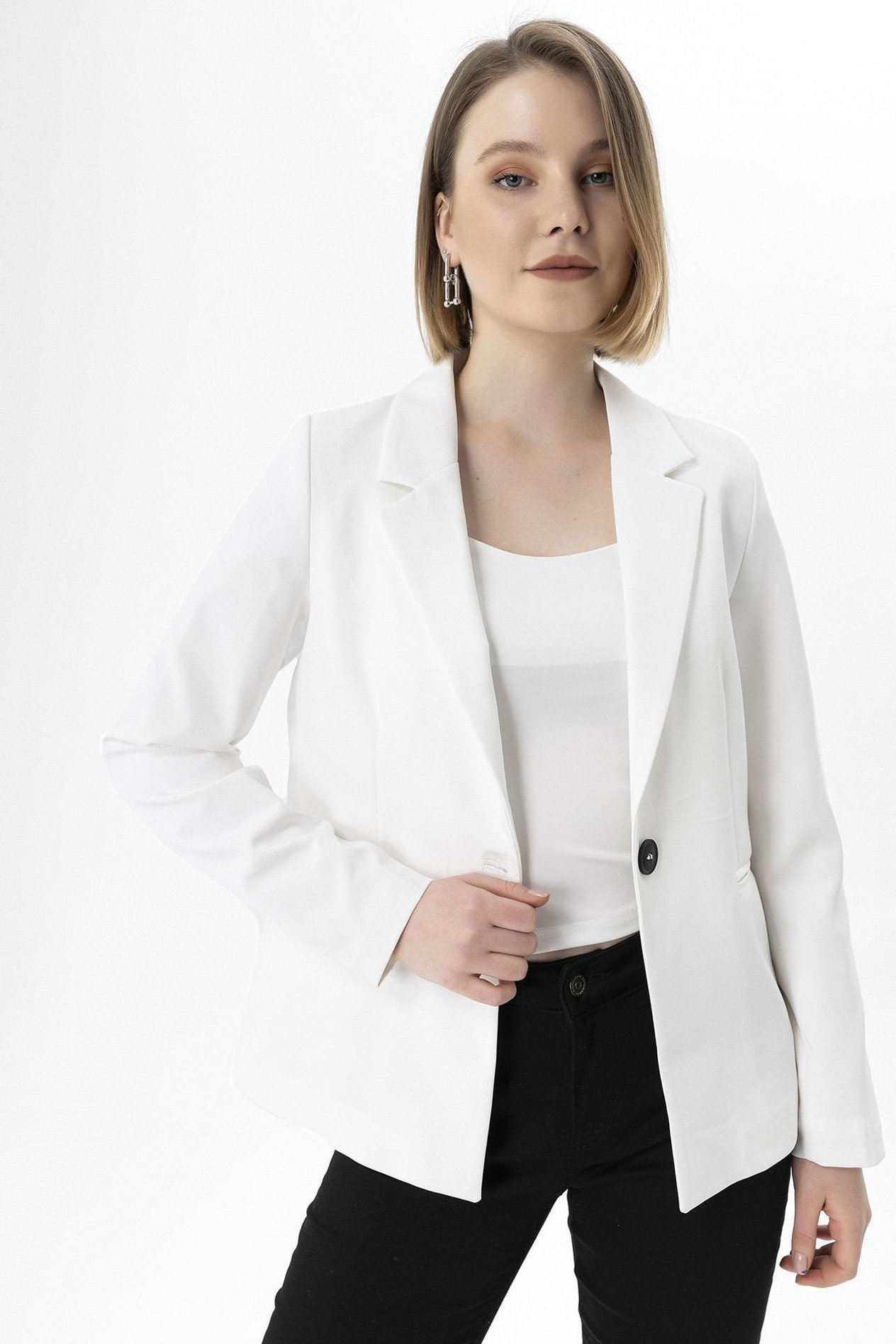 Kadın Tek Düğme Blazer Ceket
