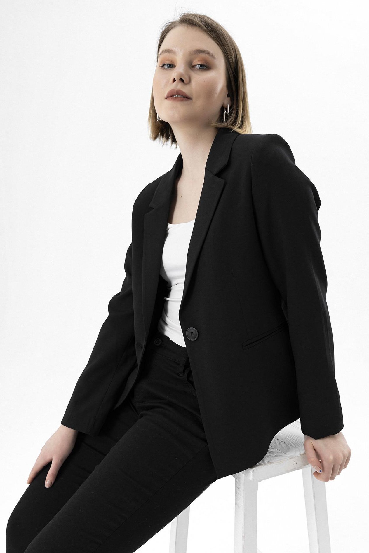 Kadın Tek Düğme Blazer Ceket