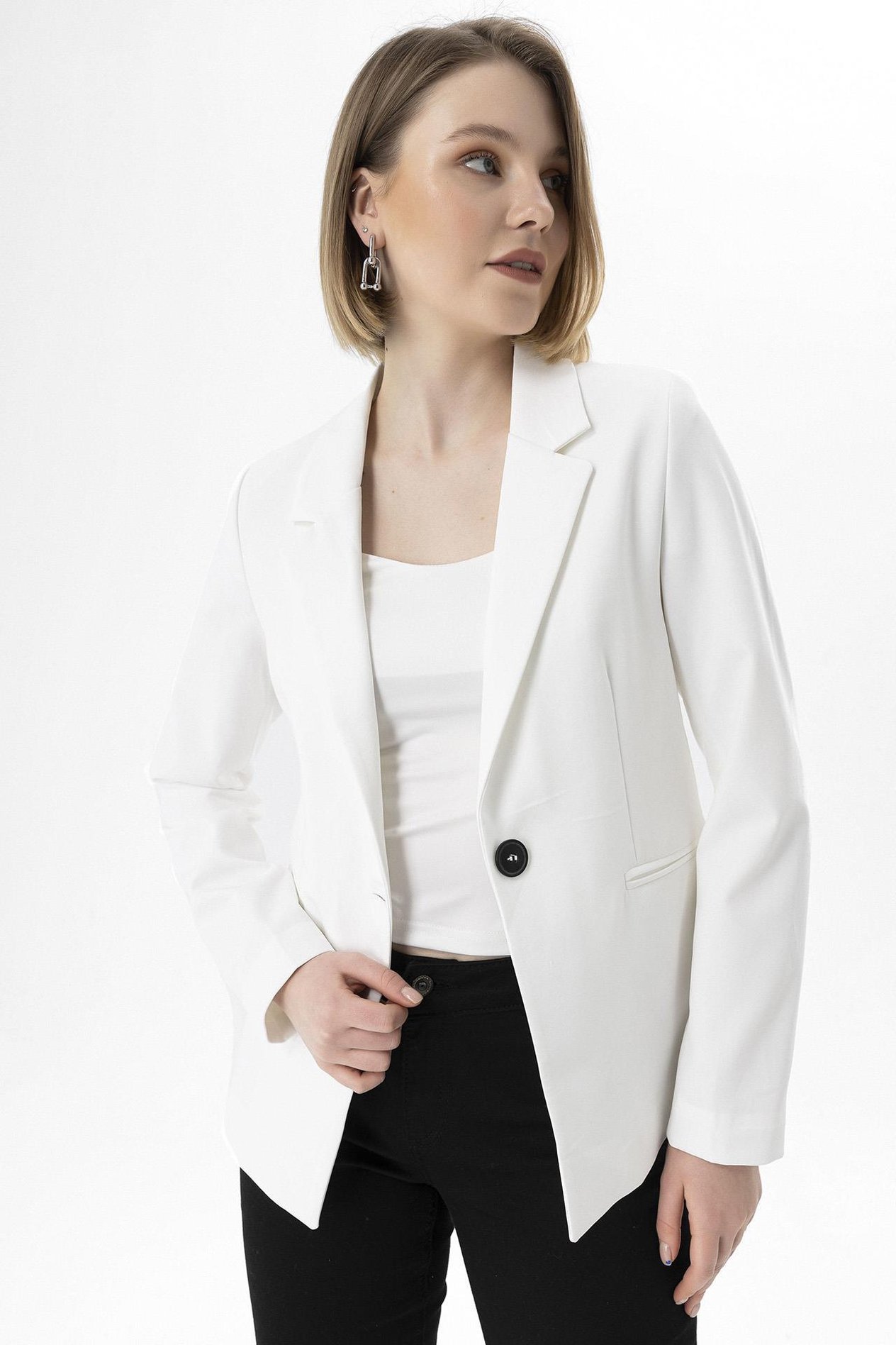 Kadın Tek Düğme Blazer Ceket