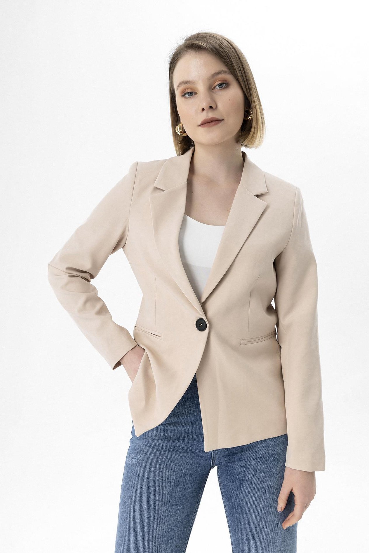 Kadın Tek Düğme Blazer Ceket