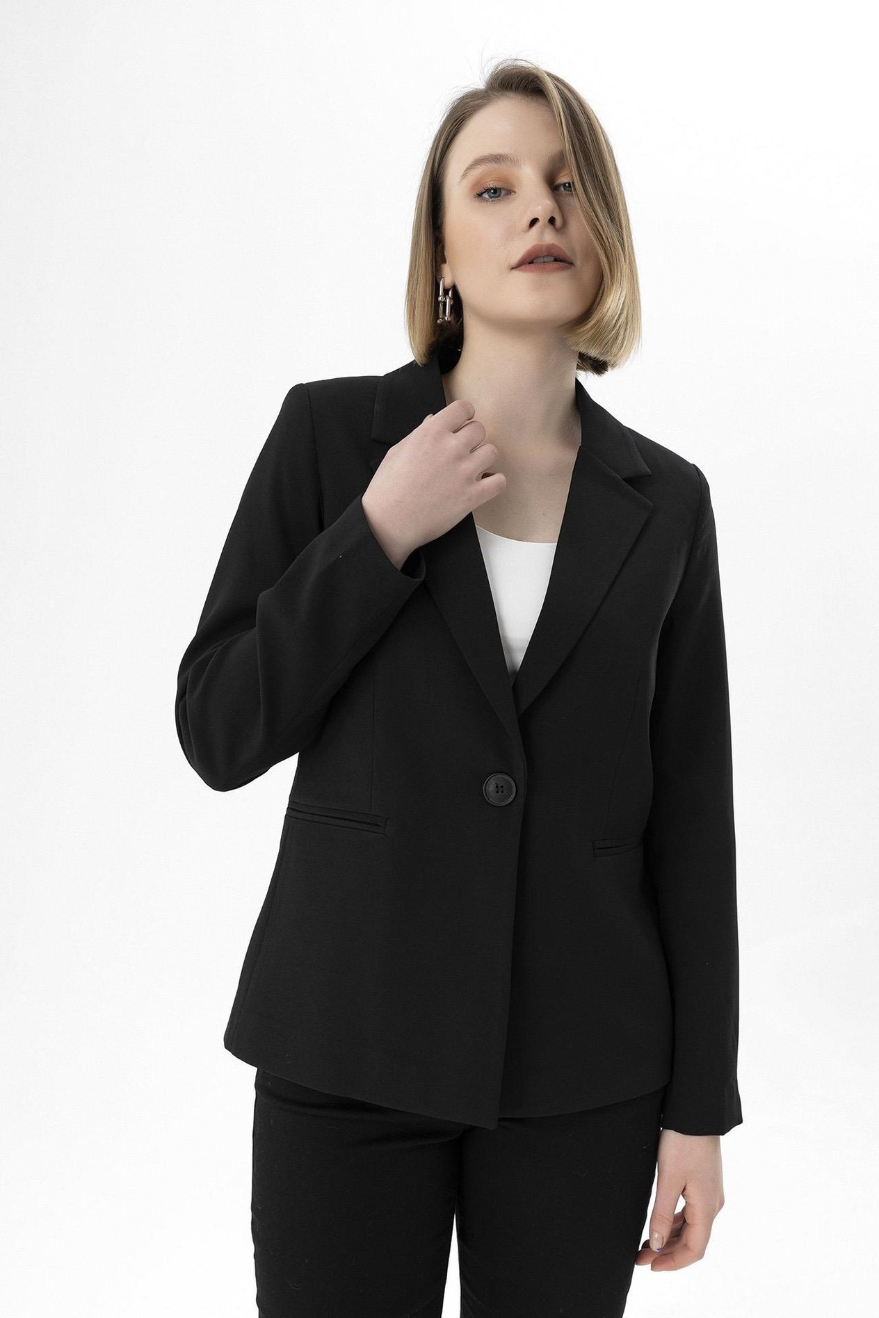 Kadın Tek Düğme Blazer Ceket