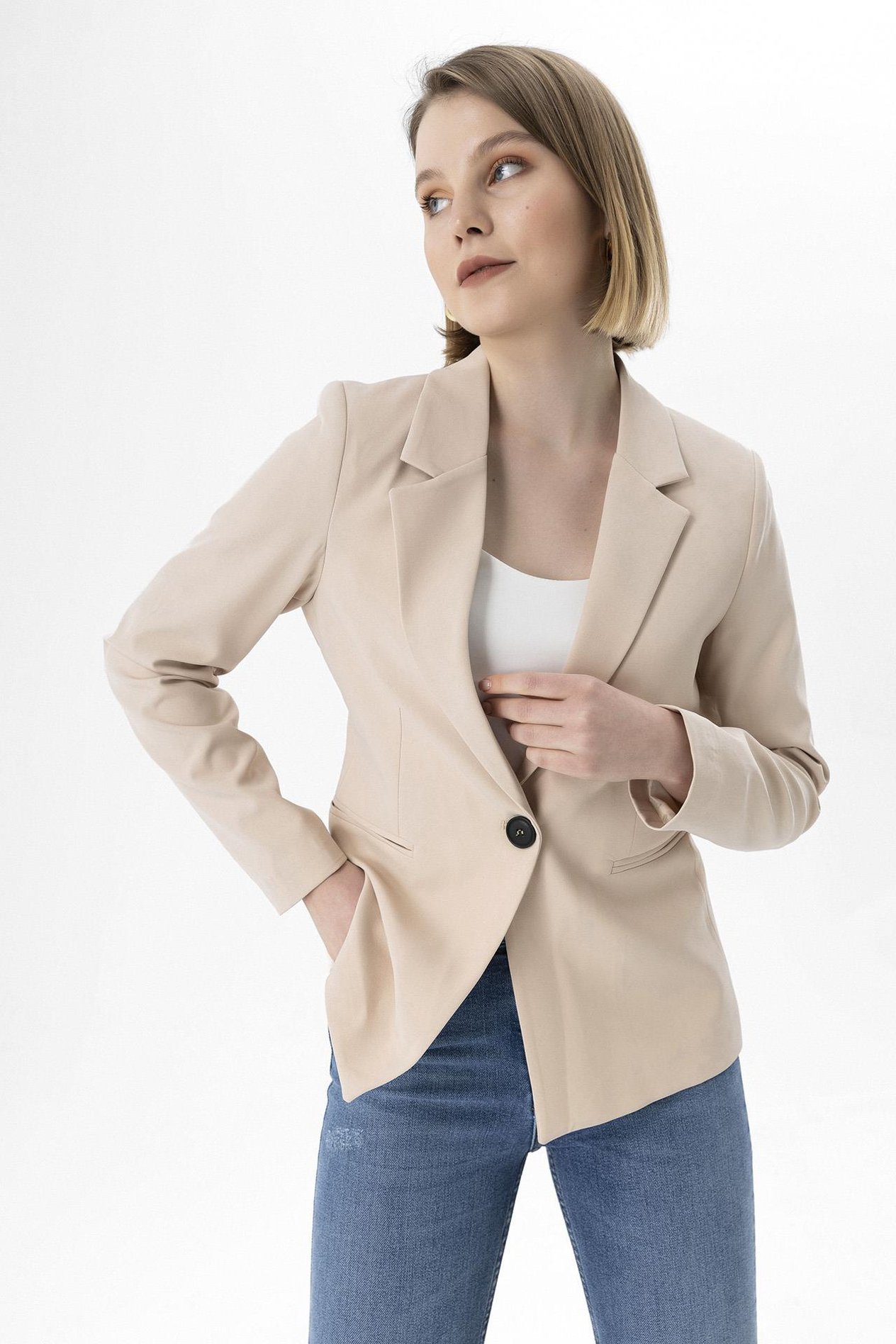 Kadın Tek Düğme Blazer Ceket
