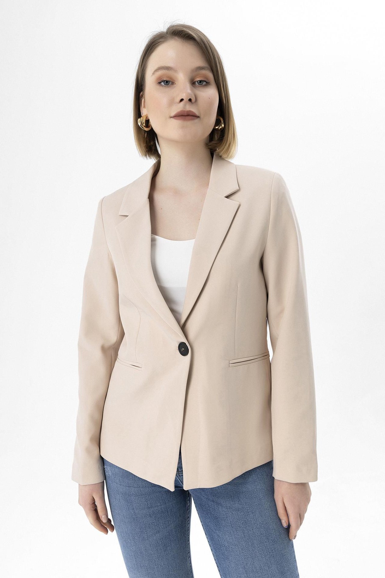 Kadın Tek Düğme Blazer Ceket