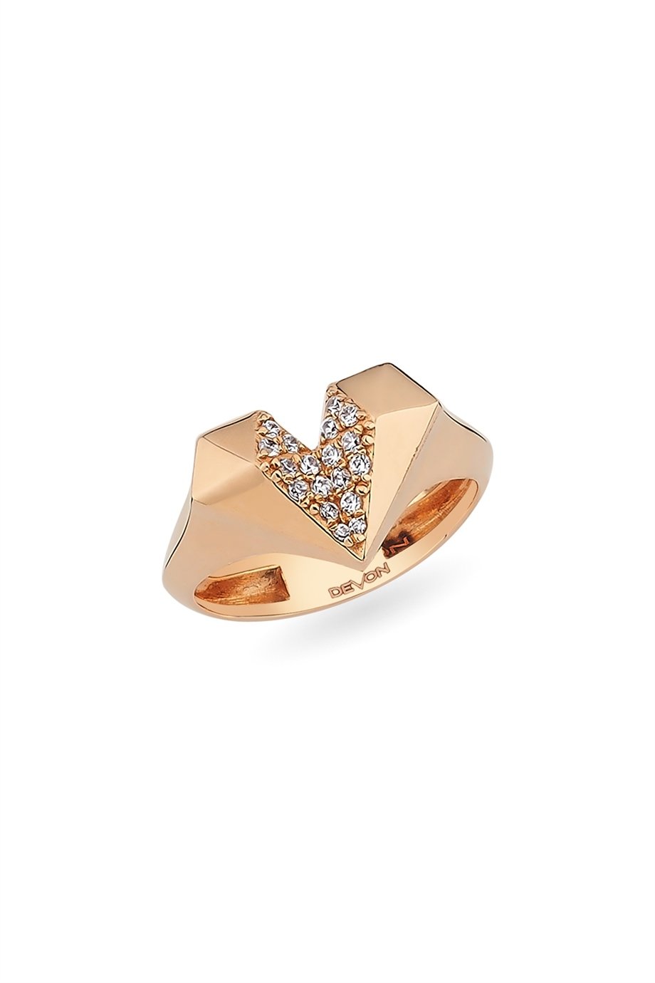 WHITE DIAMOND CRYSTAL HEART RING