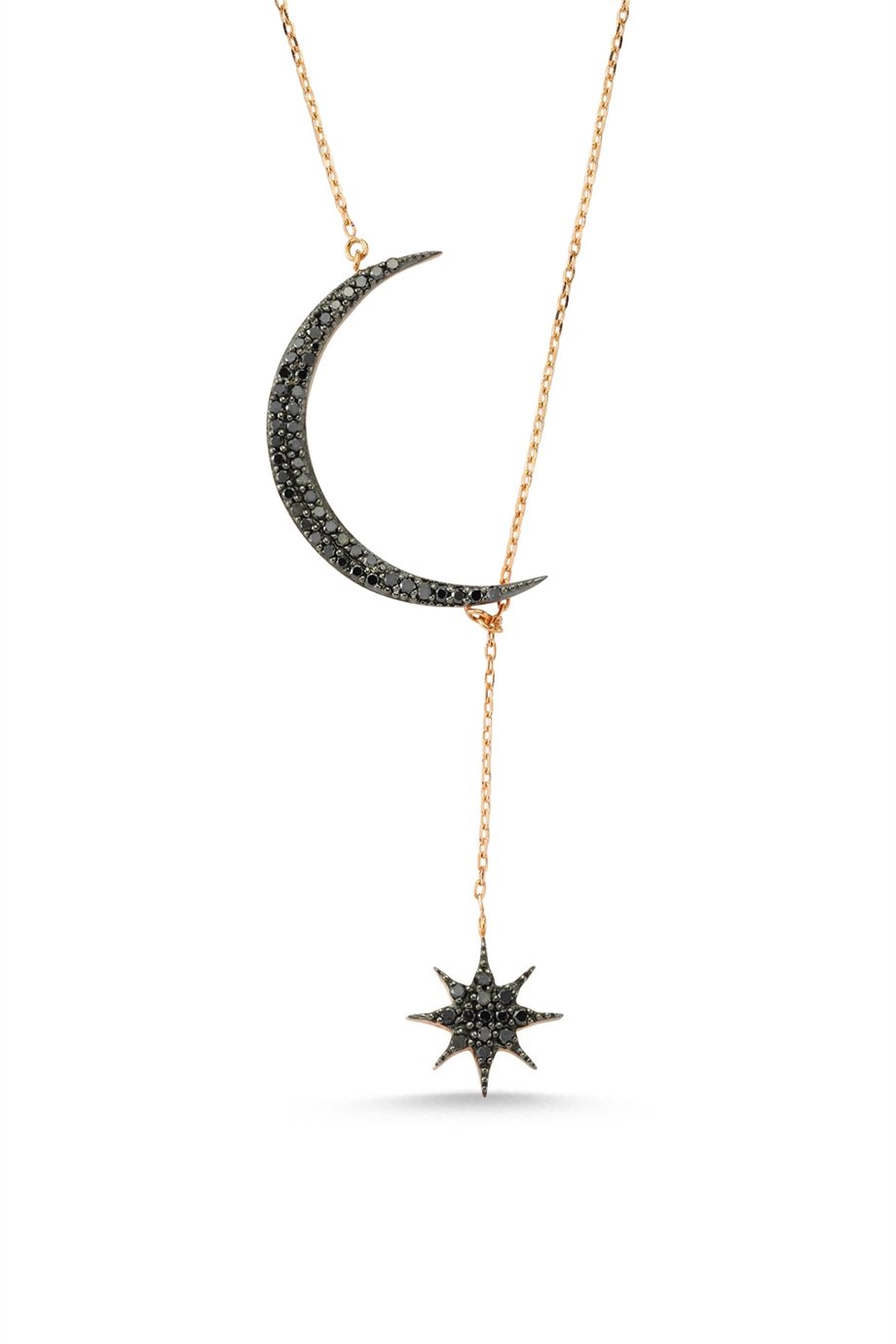 THE STAR AND CRESCNET BLACK BRILLIANT NECKLACE