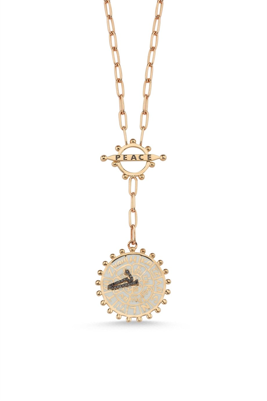 BLACK DIAMOND PEACE SIGN SIGIL NECKLACE