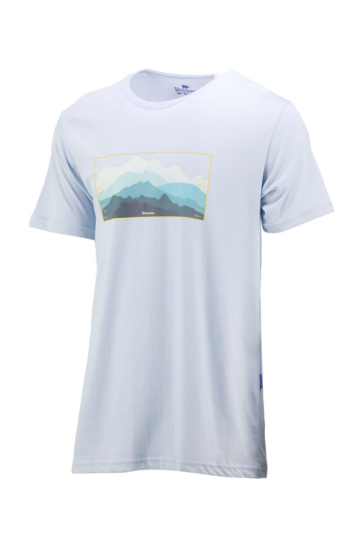 T-ShirtShinzoneErkek Bisiklet Yaka Standart Fit Göğüs Baskılı Mavi T-Shirt